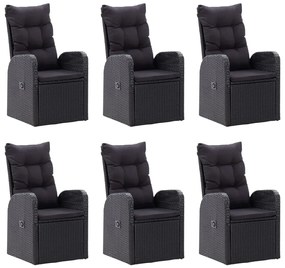 7 pcs conjunto de jantar de jardim preto