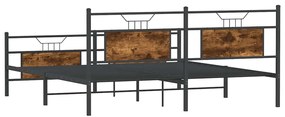 Estrutura de cama sem colchão 160x200 cm metal carvalho fumado
