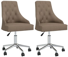 vidaXL Cadeiras de jantar giratórias 2 pcs tecido cinzento-acastanhado