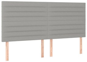 Cama box spring c/ colchão e LED 200x200 cm tecido cinza-claro