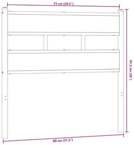 Cabeceira de cama 75 cm derivados madeira/ferro carvalho sonoma