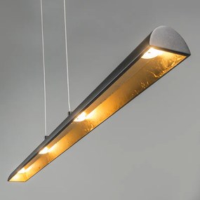 Candeeiro de suspensão preto com interior dourado incluindo LED - Balo 4 Moderno