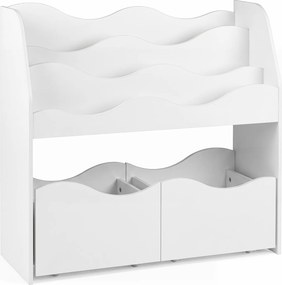 Estante Infantil com Gavetas, 82 x 30 x 76 cm, Estante de 3 Níveis, Branco