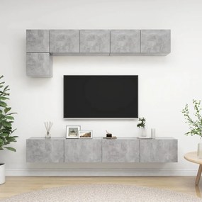 5 pcs conjunto de móveis de TV derivados madeira cinza cimento