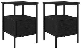 Armários de Cabeceira 2 pcs Carvalho Preto 34x36x50 cm Madeira Engenhe