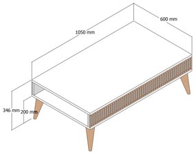 Mesa de Centro Milan – Nogueira Travertino – 105x35x60 cm