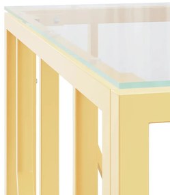 Mesa de centro 50x50x50 cm aço inoxidável e vidro dourado