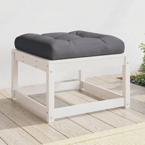 vidaXL Apoio de pés p/ jardim c/ almofadão pinho maciço branco