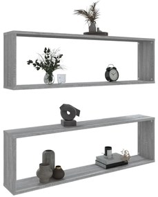 Prateleiras cubo 2 pcs 100x15x30 cm deriv. madeira cinza sonoma