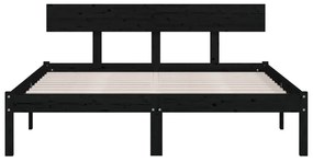 Estrutura cama pequena casal UK 120x190 cm pinho maciço preto