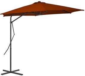 Guarda-sol de jardim com poste de aço 300x230 cm terracota