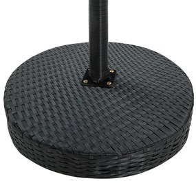 3 pcs conjunto bar de jardim com almofadões vime PE preto