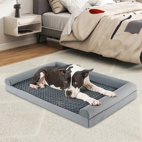 Cama ortopédica para cães grandes 135 x 91 x 18 cm com almofada para cães grandes e médios, cinzento XXL