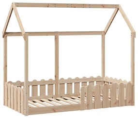 Cama infantil formato casa 80x160 cm madeira de pinho maciça