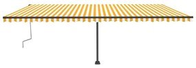 Toldo retrátil manual com LED 600x300 cm amarelo e branco