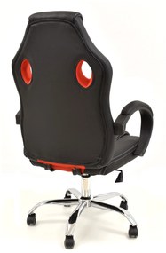 Cadeira de escritório SEPANG, gaming, pele sintética preta, tecido mesh vermelho