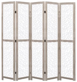 vidaXL Biombo com 5 painéis 175x165 cm madeira maciça branco
