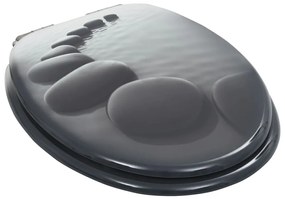 Assentos sanita 2 pcs c/ tampas fecho suave MDF design pedras