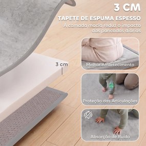 Tapete Infantil 127x127 cm Espuma 3 cm (PARQUE NÃO INCLUIDO) Flanela Suave Antiderrapante Resistente à Água Cinza Claro