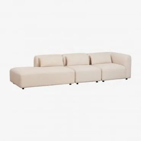Sofá Modular De Canto Em 3 Peças Com Chaise Longue À Esquerda Fogler Tecido Pele De Borrego Bege Creme - Sklum
