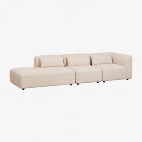 Sofá Modular De Canto Fogler De 3 Peças Com Espreguiçadeira Esquerda Chenille Creme Bege - Sklum