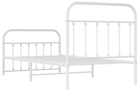 Estrutura de cama com cabeceira e pés 100x190 cm metal branco