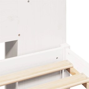 Cama com estante sem colchão 140x190 cm pinho maciço branco