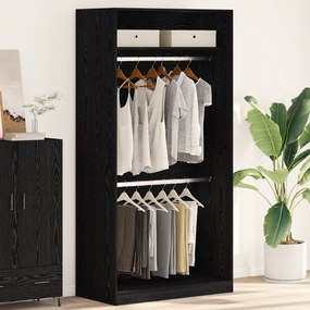 vidaXL Guarda-roupa de Carvalho Preto - 100 x 50 x 200 cm, feito de madeira engenheirada