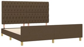 Estrutura de cama sem colchão 180x200 cm tecido castanho-escuro