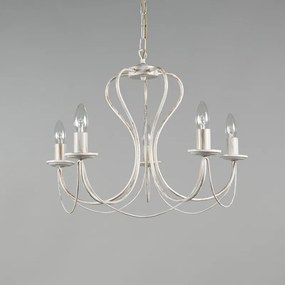 Candeeiro de candelabros antigo creme com dourado 5 luzes - Como 5