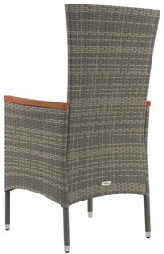 Cadeiras de jardim c/ almofadões 4 pcs vime PE cinzento