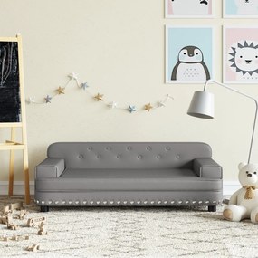 vidaXL Sofá infantil 90x53x30 cm couro artificial cinzento