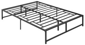 Estrutura de Cama Dupla de Metal para Colchão 135x190cm com Pés de 35cm Estrutura de Cama de Casal com Espaço em Baixo de Armazenamento 141,5x195x35cm