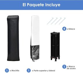 Tenda com abertura automática e pernas inclinadas 182 x 182 cm de proteção solar para exterior branco