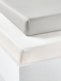 Conjunto de 2 lençóis com elástico em algodão reciclado para criança cinzento-pérola