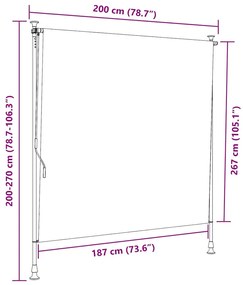 Estore de rolo para exterior 200x270cm tecido/aço azul e branco