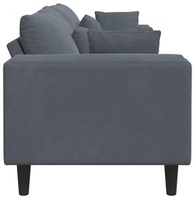 Sofá de Veludo com almofada com travesseiro Cinza Escuro 208 cm Veludo