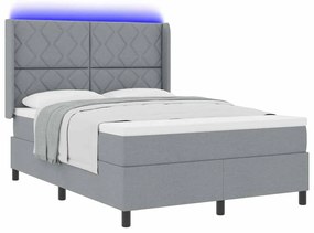 Cama Box com Colchão &amp; LED Cinza Claro 160 x 200 cm