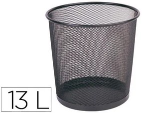 Cesto de Papeis Q-Connect de Rede Metálico Preto Capacidade 13 Litros 28x26,5 cm
