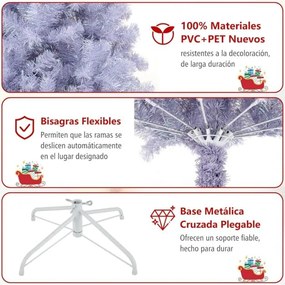 Árvore de Natal pré-iluminada de 225 cm Árvore de Natal artificial com 1300 pontas de ramos 550 luzes LED brancas quentes 8 modos Púrpura