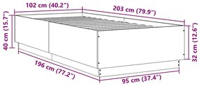 Estrutura de cama 100x200 cm derivados de madeira preto