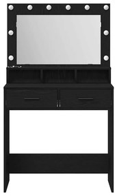 Mesa de Maquilhagem vidaXL com Luzes de LED Carvalho Preto 79x41x135 c