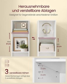 Estante com 5 compartimentos abertos 24 x 30,2 x 134,2 cm em branco