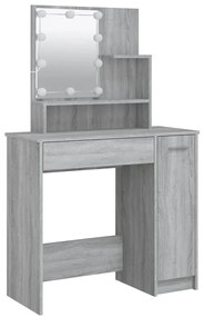 Toucador com LEDs 86,5x35x136 cm sonoma cinza