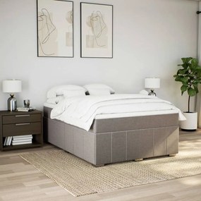 Cama com molas/colchão 140x200 cm tecido castanho-acinzentado