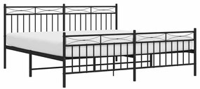 Estrutura de cama com cabeceira e pés 183x213 cm metal preto