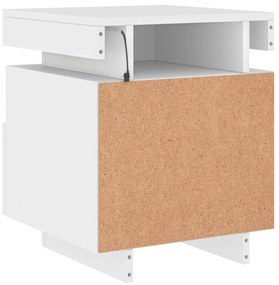 Mesas de cabeceira c/ luzes LED 2 pcs 40x39x48,5 cm branco