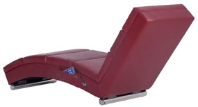 Chaise longue de massagens couro artificial vermelho tinto