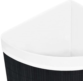 Cesto de canto para roupa suja 60 L bambu preto