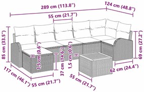 Conjunto de Sofá de Jardim com 8 Peças , Almofadas Pretas, Rattan Sint